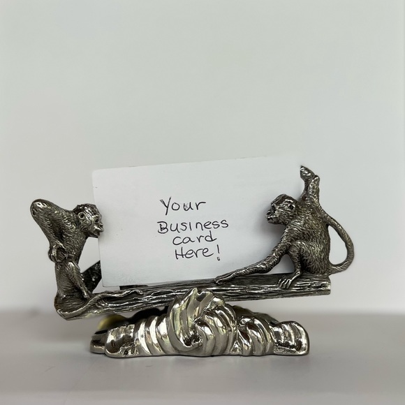PRICE DROP!!!!  PEWTER SEE SAW MONKIES BUSINESS CARD HOLDER By Royal Selangor - Picture 2 of 7